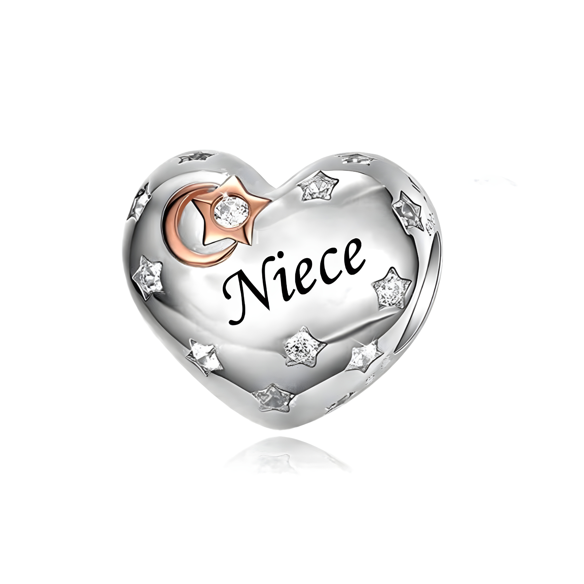 Niece Heart Charm - Sterling Silver Charm For Bracelet